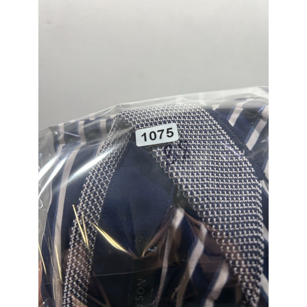 Greyson Polo Shirt Mens Large Navy White Striped Golf Knit Collar Stretch Wolf - Picture 6 of 6